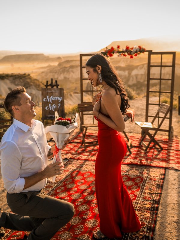 Private engagement moment in Cappadocia
